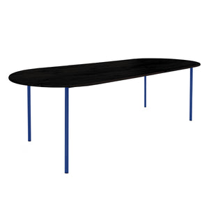 HelloTable Steelo eettafel plat ovaal 240x100 cm bol eiken zwart ultramarine blue