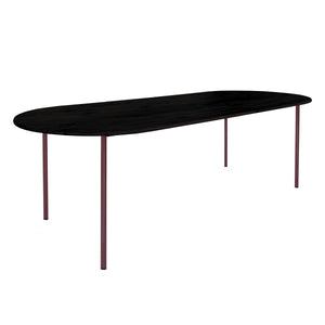 HelloTable Steelo eettafel plat ovaal 240x100 cm bol eiken zwart wine red