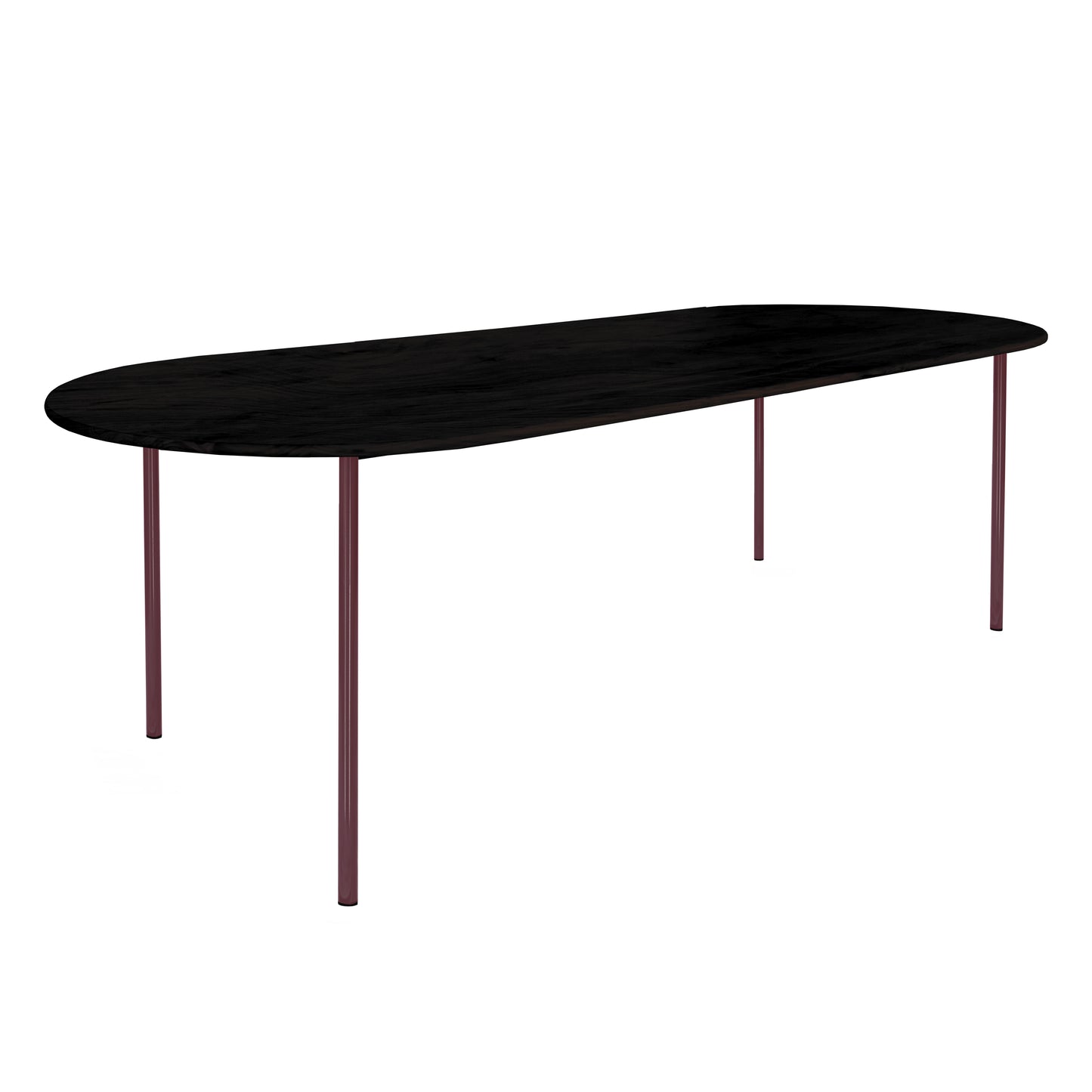 HelloTable Steelo eettafel plat ovaal 220x100 cm bol eiken zwart wine red