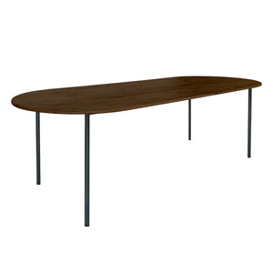 HelloTable Steelo eettafel plat ovaal 200x100 cm bol eiken dark stained black grey