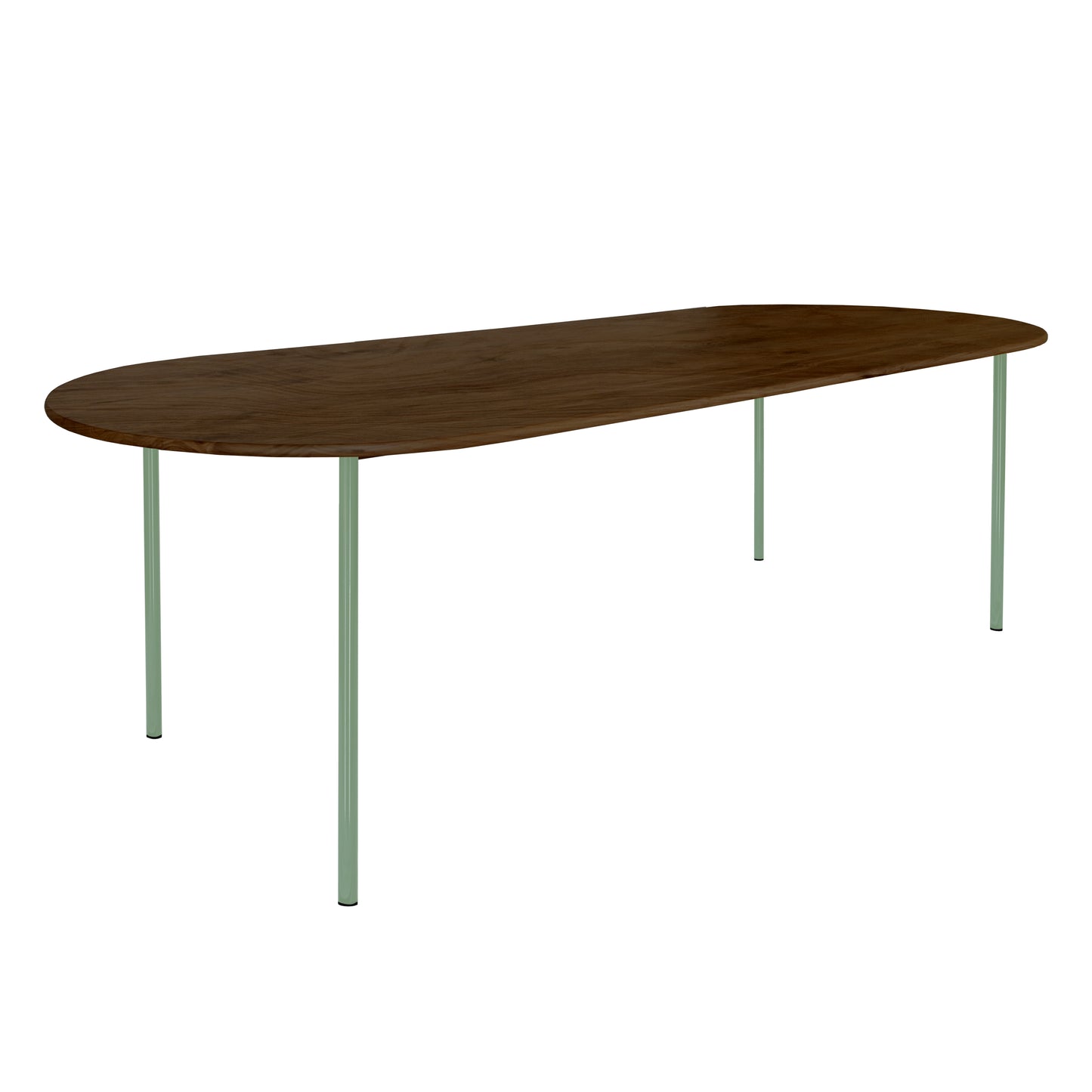 HelloTable Steelo eettafel plat ovaal 200x100 cm bol eiken dark stained pale green