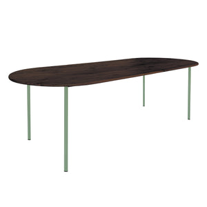 HelloTable Steelo eettafel plat ovaal 220x100 cm bol eiken leem pale green