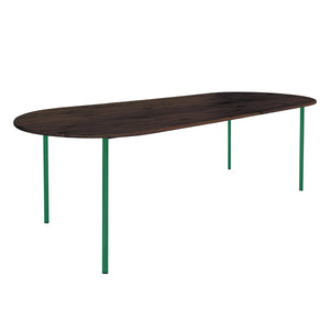 HelloTable Steelo eettafel plat ovaal 240x100 cm bol eiken leem traffic green