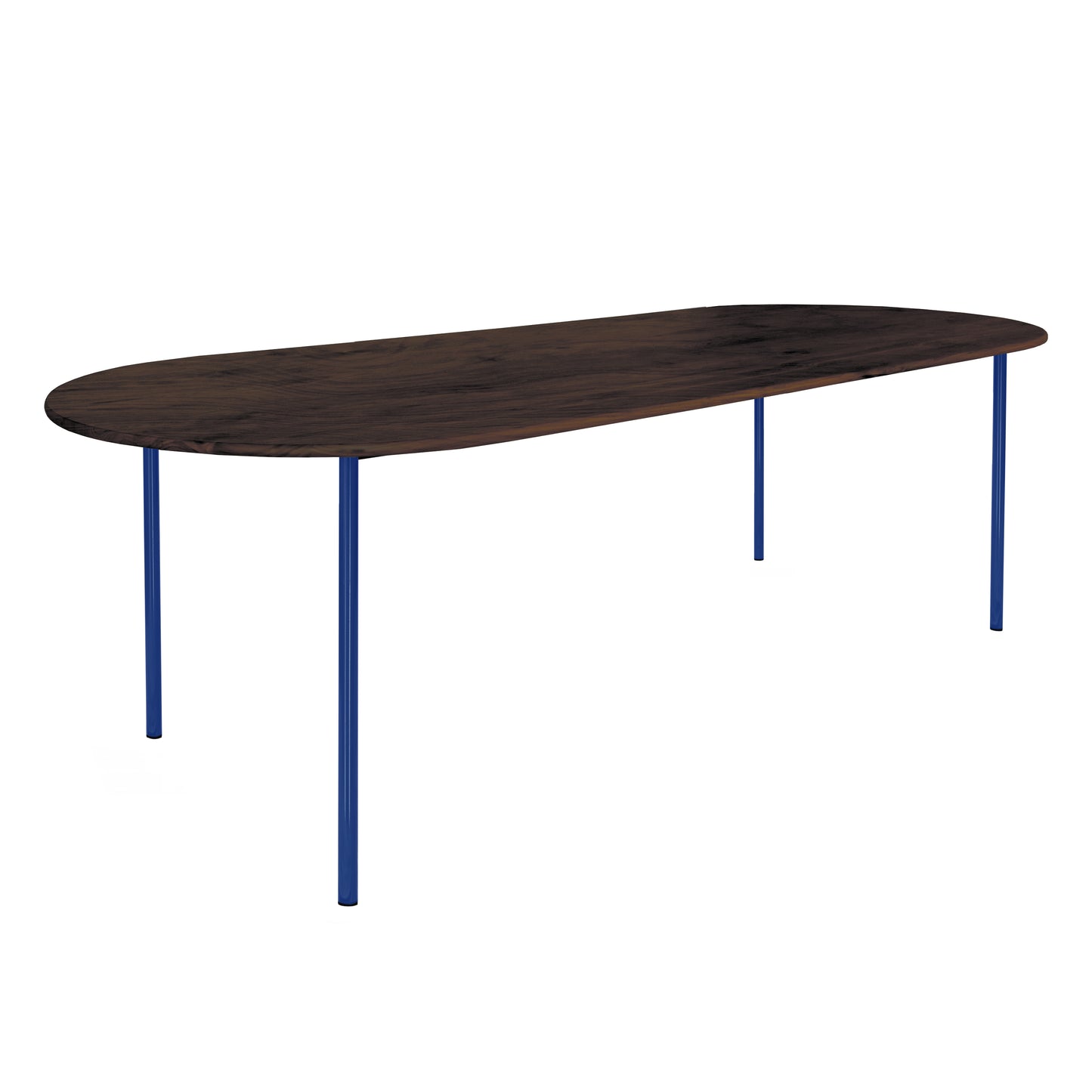 HelloTable Steelo eettafel plat ovaal 260x100 cm bol eiken leem ultramarine blue