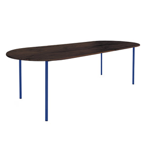 HelloTable Steelo eettafel plat ovaal 260x100 cm bol eiken leem ultramarine blue