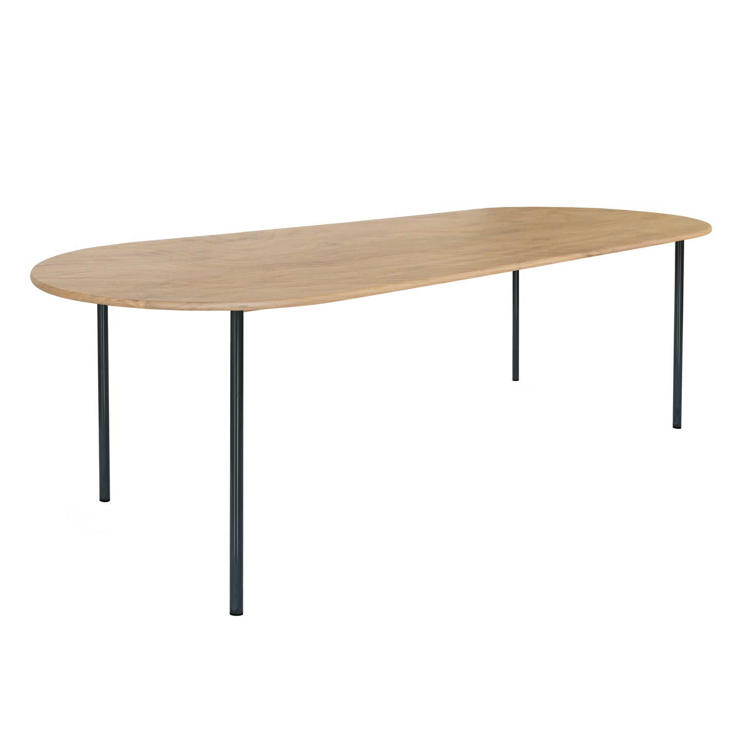 HelloTable Steelo eettafel plat ovaal 260x100 cm bol eiken naturel black grey