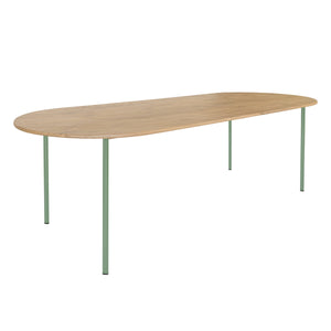 HelloTable Steelo eettafel plat ovaal 220x100 cm bol eiken naturel pale green