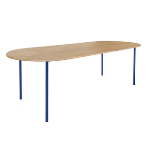 HelloTable Steelo eettafel plat ovaal 260x100 cm bol eiken naturel ultramarine blue