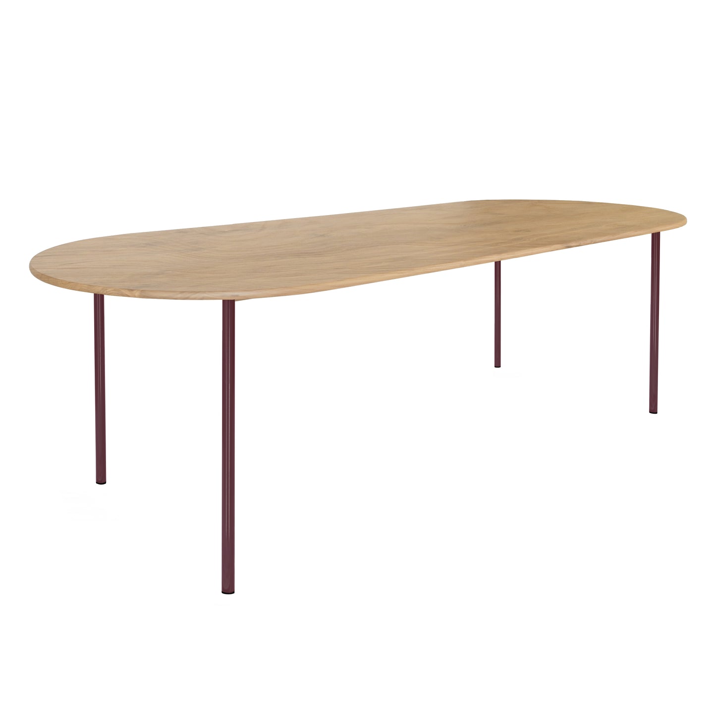 HelloTable Steelo eettafel plat ovaal 220x100 cm bol eiken naturel wine red