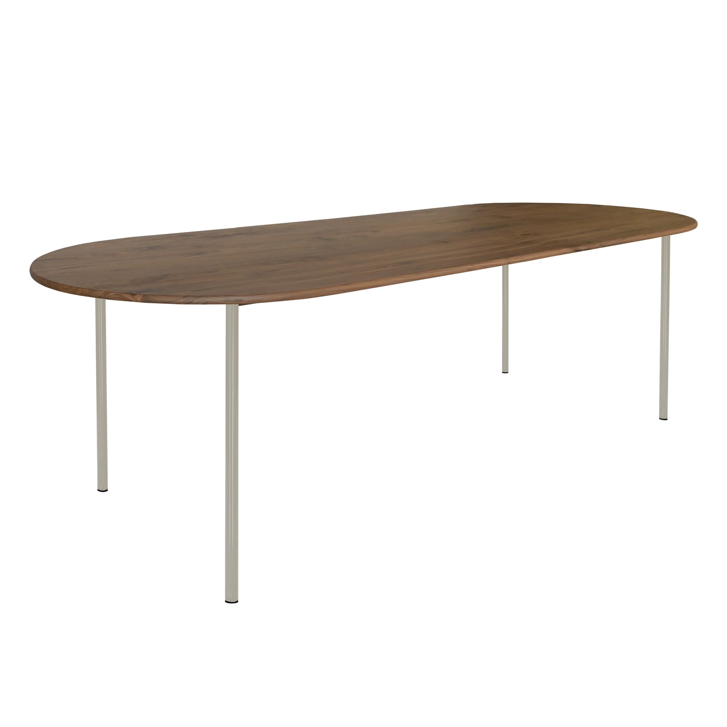 HelloTable Steelo eettafel plat ovaal 180x100 cm bol noten mat pebble grey