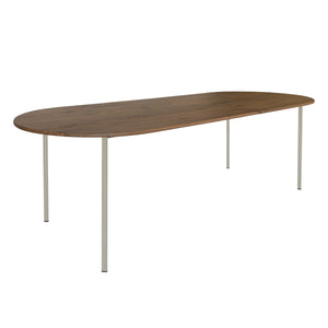 HelloTable Steelo eettafel plat ovaal 200x100 cm bol noten mat pebble grey