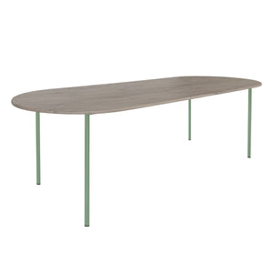 HelloTable Steelo eettafel plat ovaal 240x100 cm bol eiken royal grey green beige