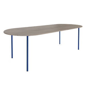 HelloTable Steelo eettafel plat ovaal 260x100 cm bol eiken royal grey ultramarine blue