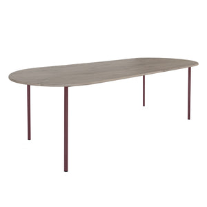 HelloTable Steelo eettafel plat ovaal 200x100 cm bol eiken royal grey wine red