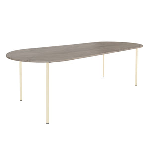 HelloTable Steelo eettafel plat ovaal 260x100 cm bol eiken royal grey light ivory