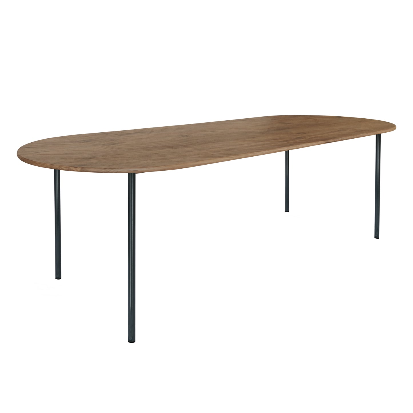 HelloTable Steelo eettafel plat ovaal 180x100 cm bol eiken tabacco black grey