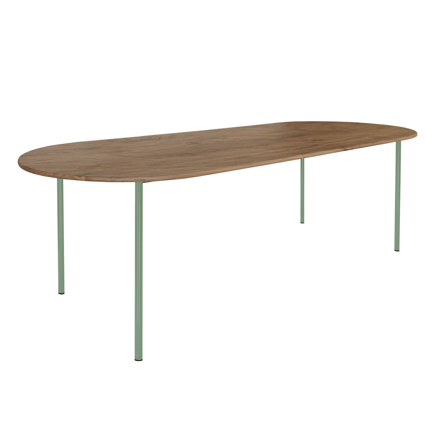 HelloTable Steelo eettafel plat ovaal 260x100 cm bol eiken tabacco pale green