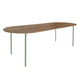 HelloTable Steelo eettafel plat ovaal 200x100 cm bol eiken tabacco pale green