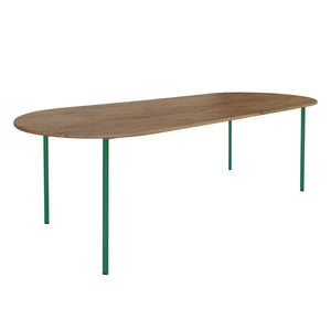 HelloTable Steelo eettafel plat ovaal 260x100 cm bol eiken tabacco traffic green