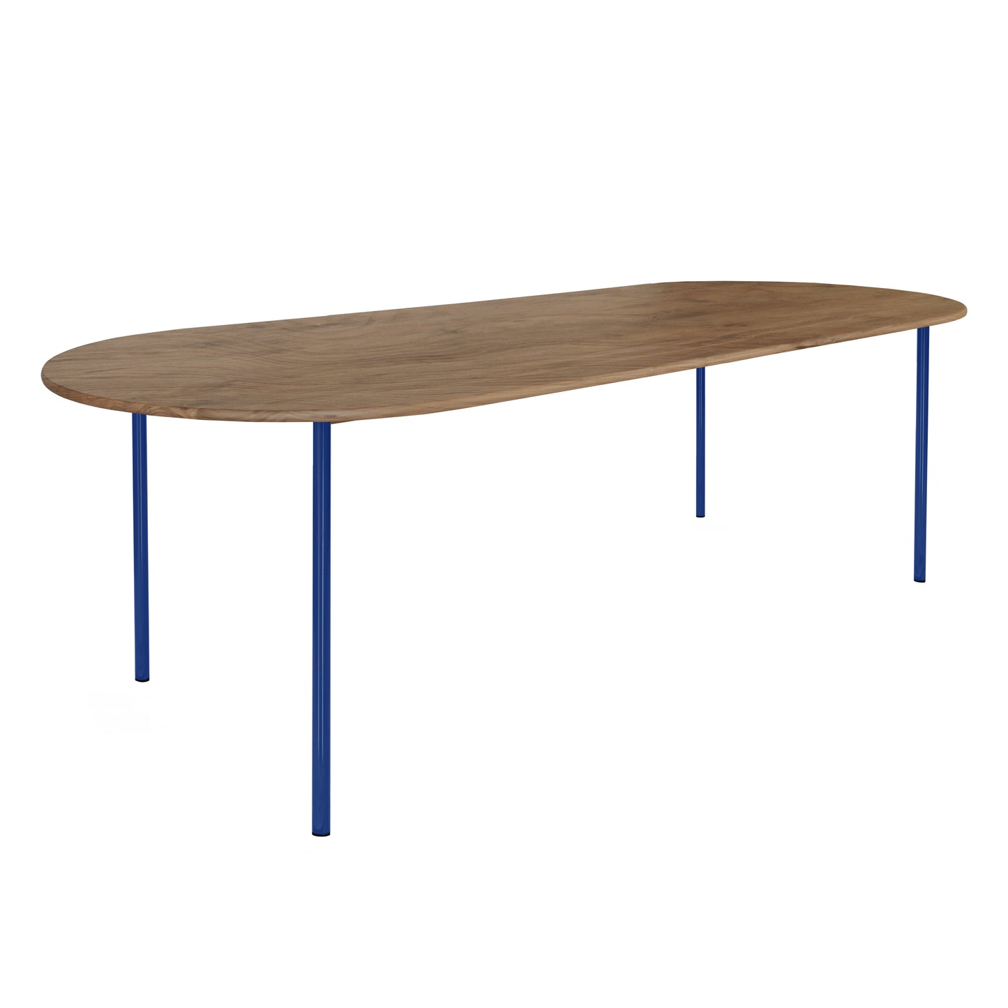 HelloTable Steelo eettafel plat ovaal 260x100 cm bol eiken tabacco ultramarine blue