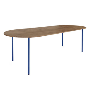 HelloTable Steelo eettafel plat ovaal 240x100 cm bol eiken tabacco ultramarine blue