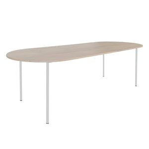 HelloTable Steelo eettafel plat ovaal 180x100 cm bol eiken white light grey