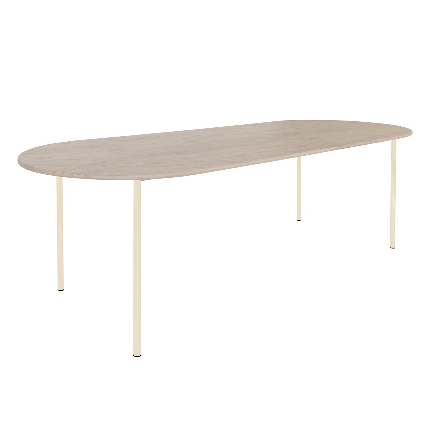 HelloTable Steelo eettafel plat ovaal 260x100 cm bol eiken white light ivory