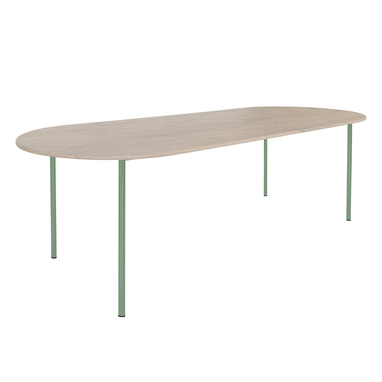 HelloTable Steelo eettafel plat ovaal 260x100 cm bol eiken white pale green