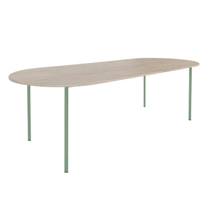 HelloTable Steelo eettafel plat ovaal 260x100 cm bol eiken white pale green