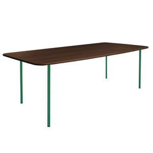 HelloTable Steelo eettafel rechthoek 260x100 cm bol eiken dark stained traffic green