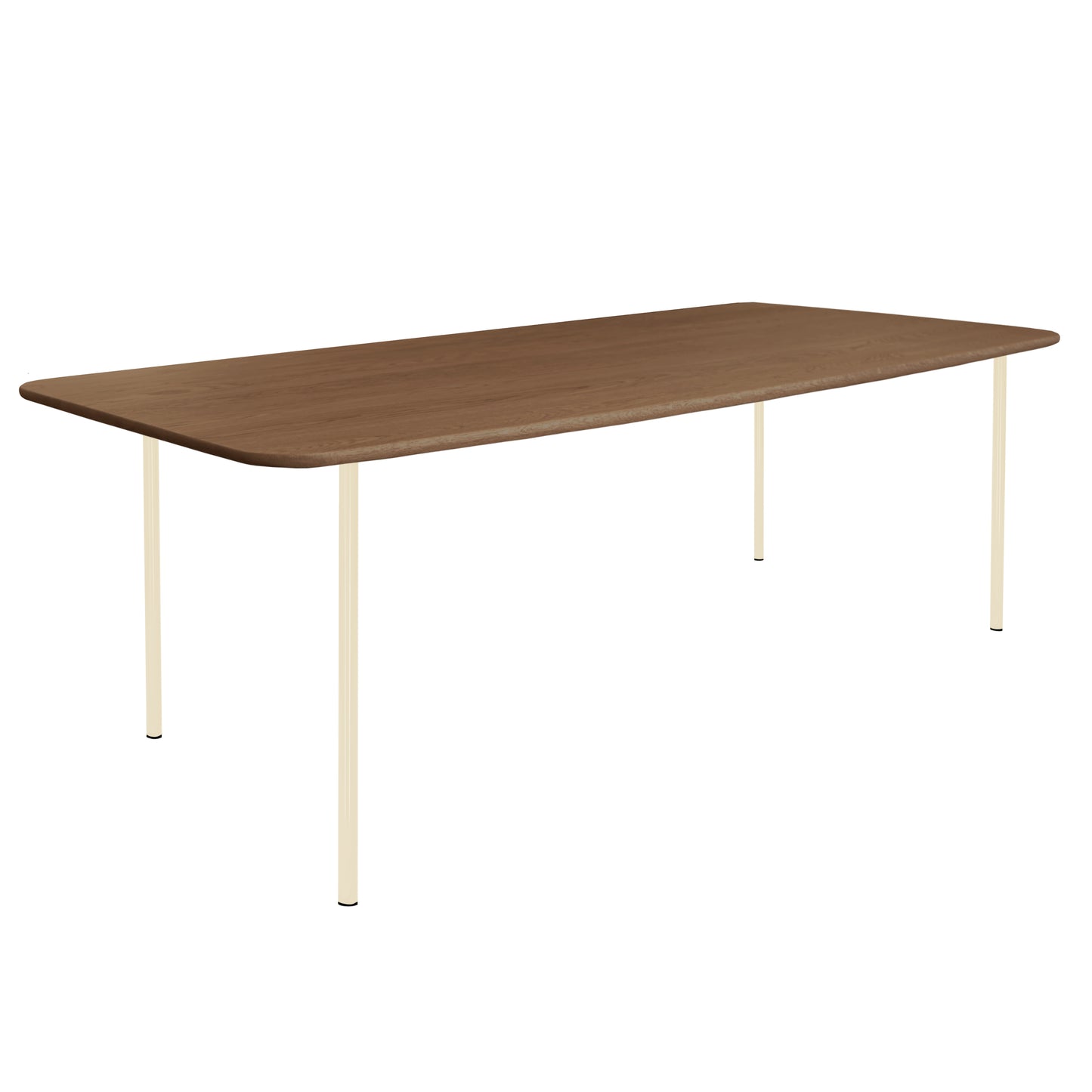 HelloTable Steelo eettafel rechthoek 220x100 cm bol noten mat light ivory