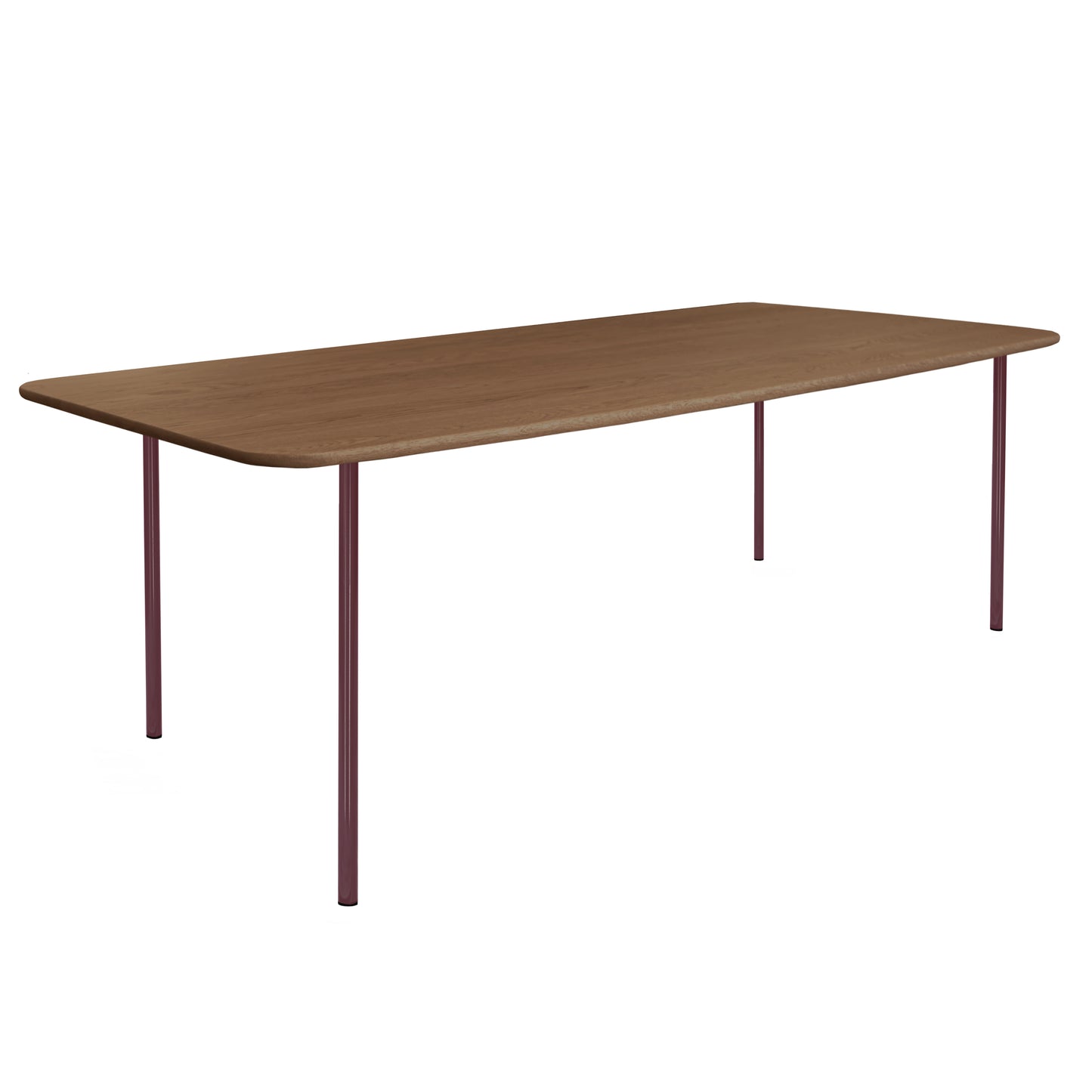 HelloTable Steelo eettafel rechthoek 260x100 cm bol noten mat wine red