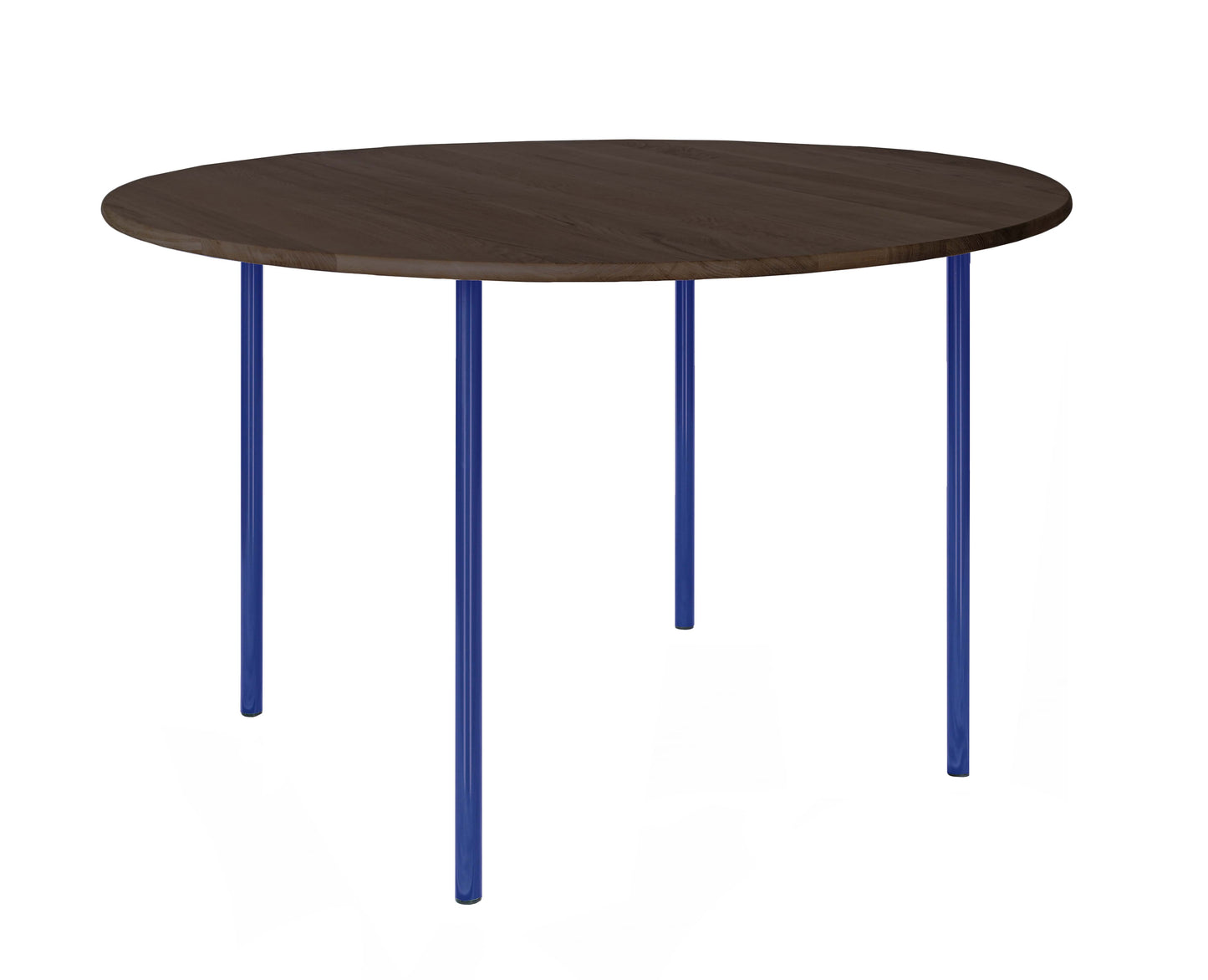 HelloTable Steelo eettafel rond Ø130 cm bol eiken leem ultramarine blue