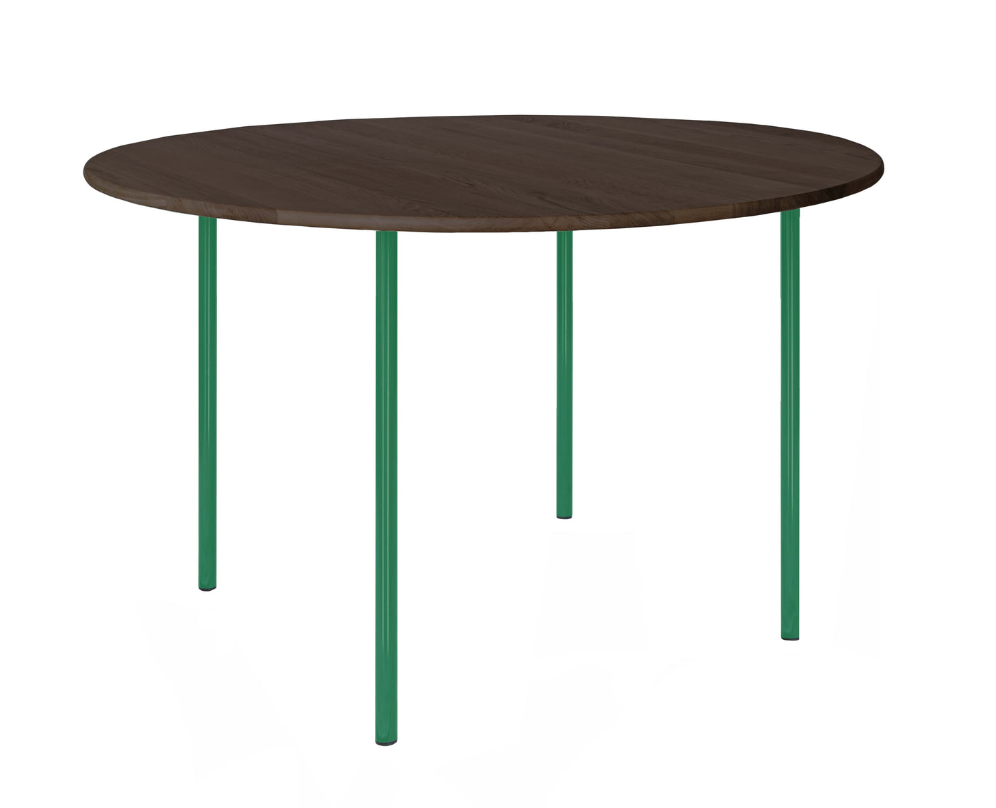 HelloTable Steelo eettafel rond Ø130 cm bol eiken leem traffic green