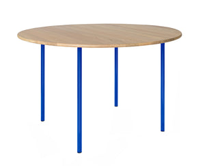 HelloTable Steelo eettafel rond Ø140 cm bol eiken naturel ultramarine blue