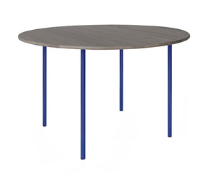 HelloTable Steelo eettafel rond Ø130 cm bol eiken royal grey ultramarine blue