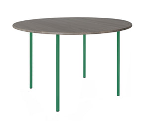 HelloTable Steelo eettafel rond Ø140 cm bol eiken royal grey traffic green