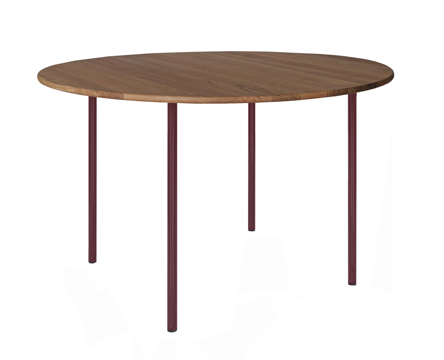 HelloTable Steelo eettafel rond Ø130 cm bol eiken tabacco wine red