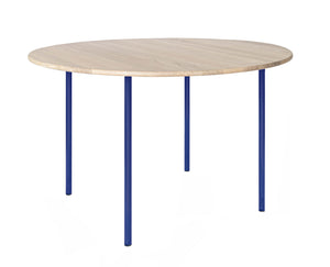 HelloTable Steelo eettafel rond Ø130 cm bol eiken white ultramarine blue