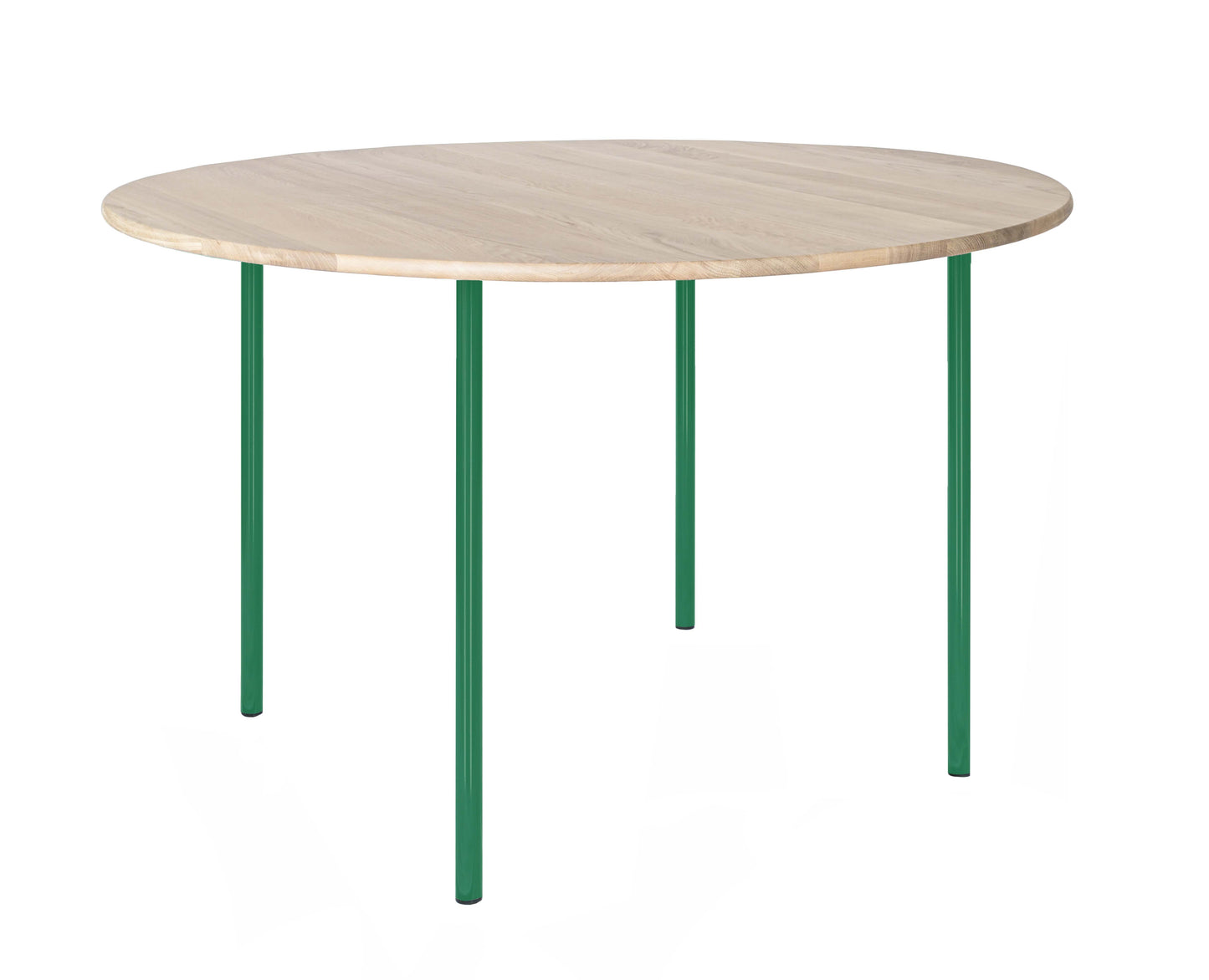 HelloTable Steelo eettafel rond Ø140 cm bol eiken white traffic green