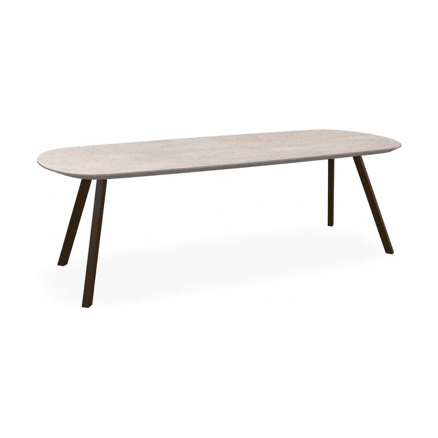 HelloTable Tubo eettafel Deens ovaal 240x100 cm HPL luna pearl - Anodic brown