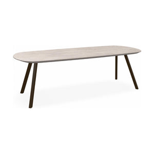HelloTable Tubo eettafel Deens ovaal 240x100 cm HPL luna pearl - Anodic brown