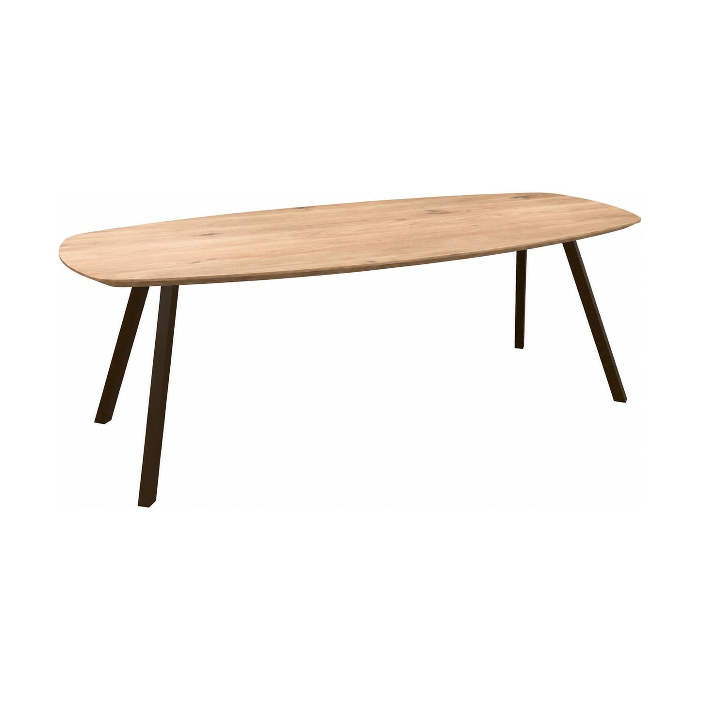 HelloTable Tubo eettafel Semi ovaal 220x100 cm ongeborsteld nieuw eiken Naturel - Anodic brown
