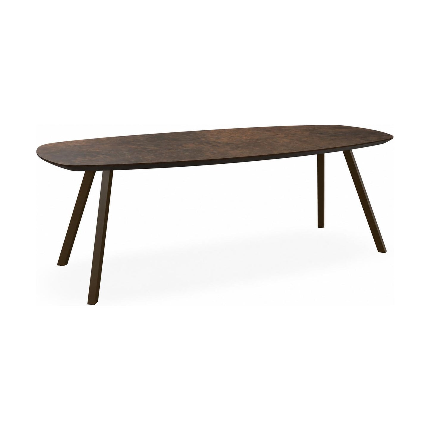 HelloTable Tubo eettafel Semi ovaal 220x100 cm HPL plastica bronze - Anodic brown