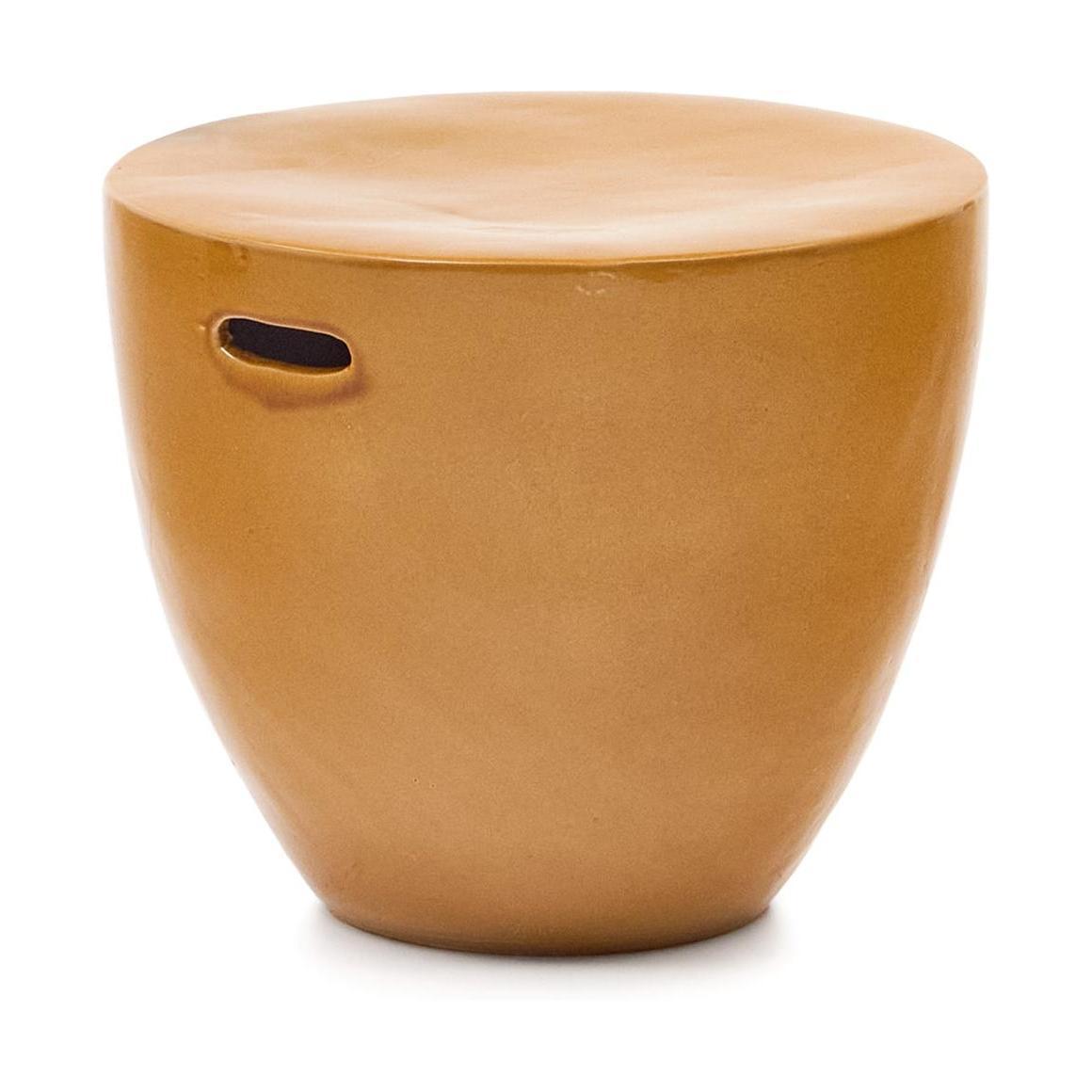 Kave Home Mesquida bijzettafel Ø45 cm keramiek Mosterd