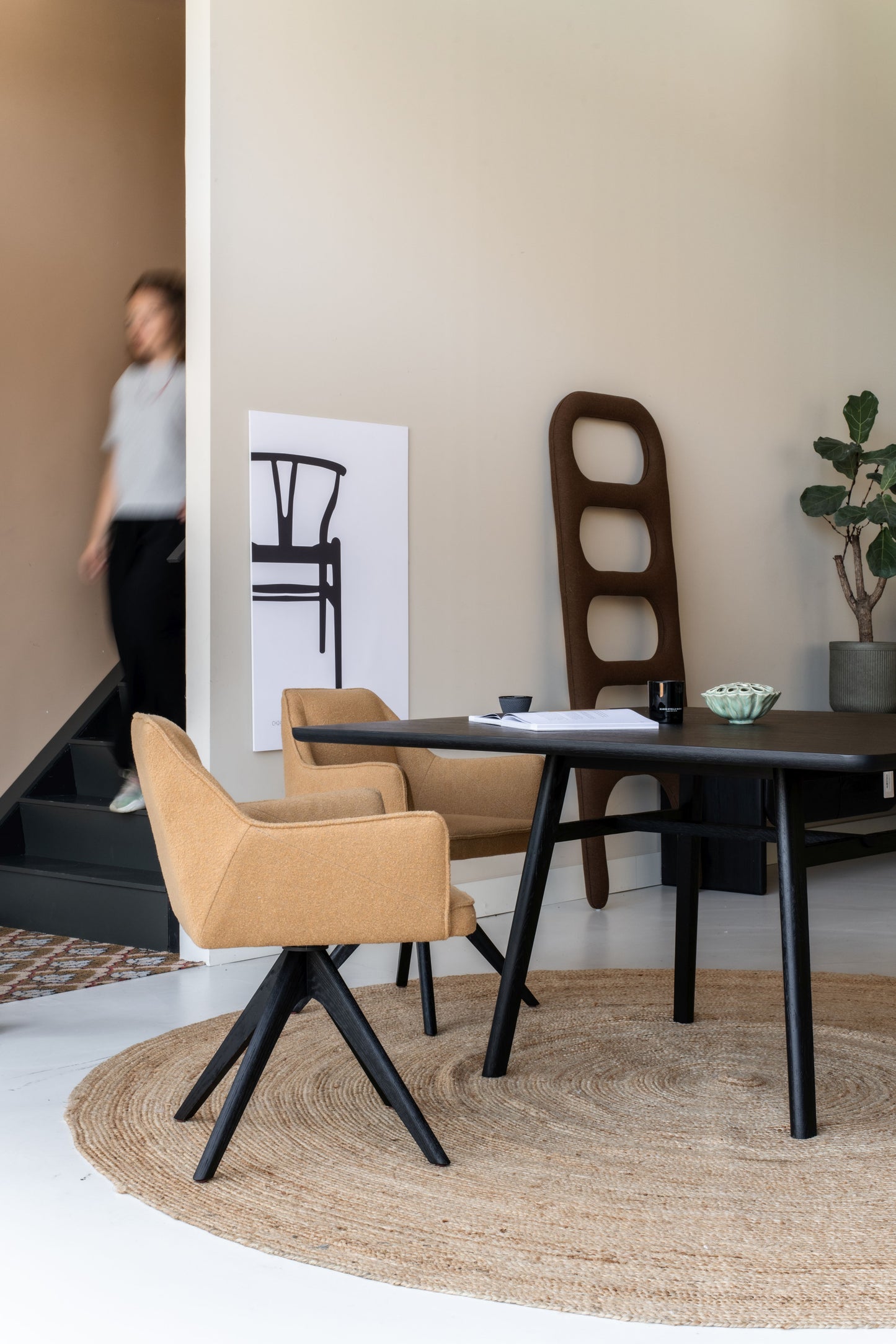 Jesper Home Tome eetkamerstoel Great Greige revolve oak bleach