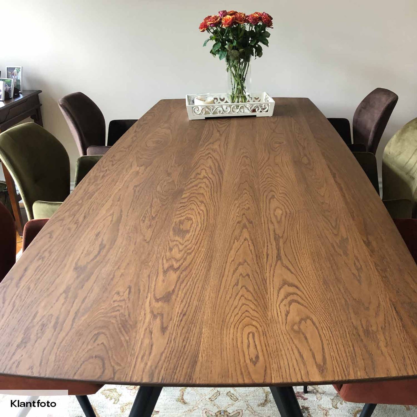 HelloTable Novum 30 eettafel Semi Rechthoekig 250x100 cm eiken dark stained/zwart