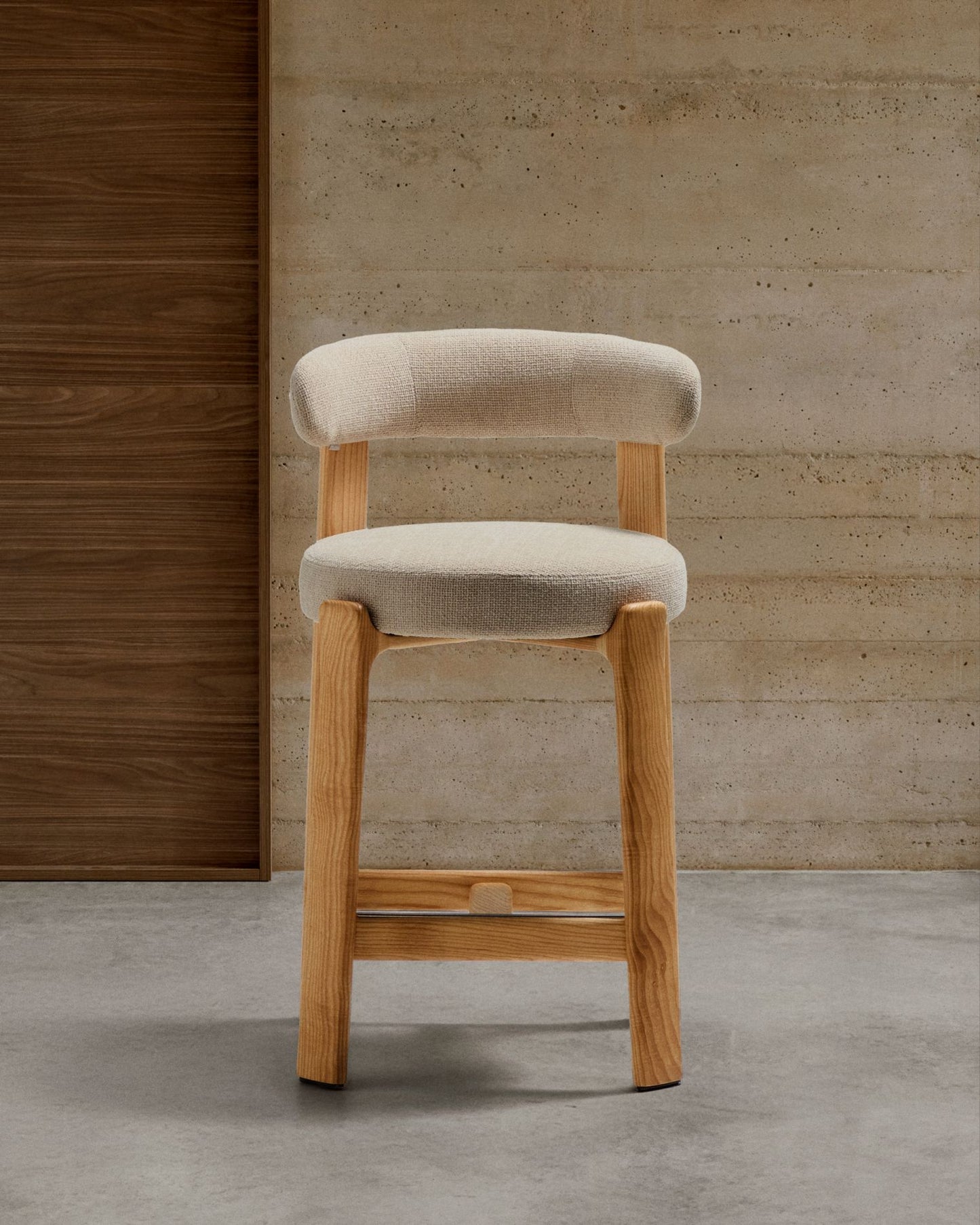 Kave Home Granite barkruk H65 chenille Beige/naturel