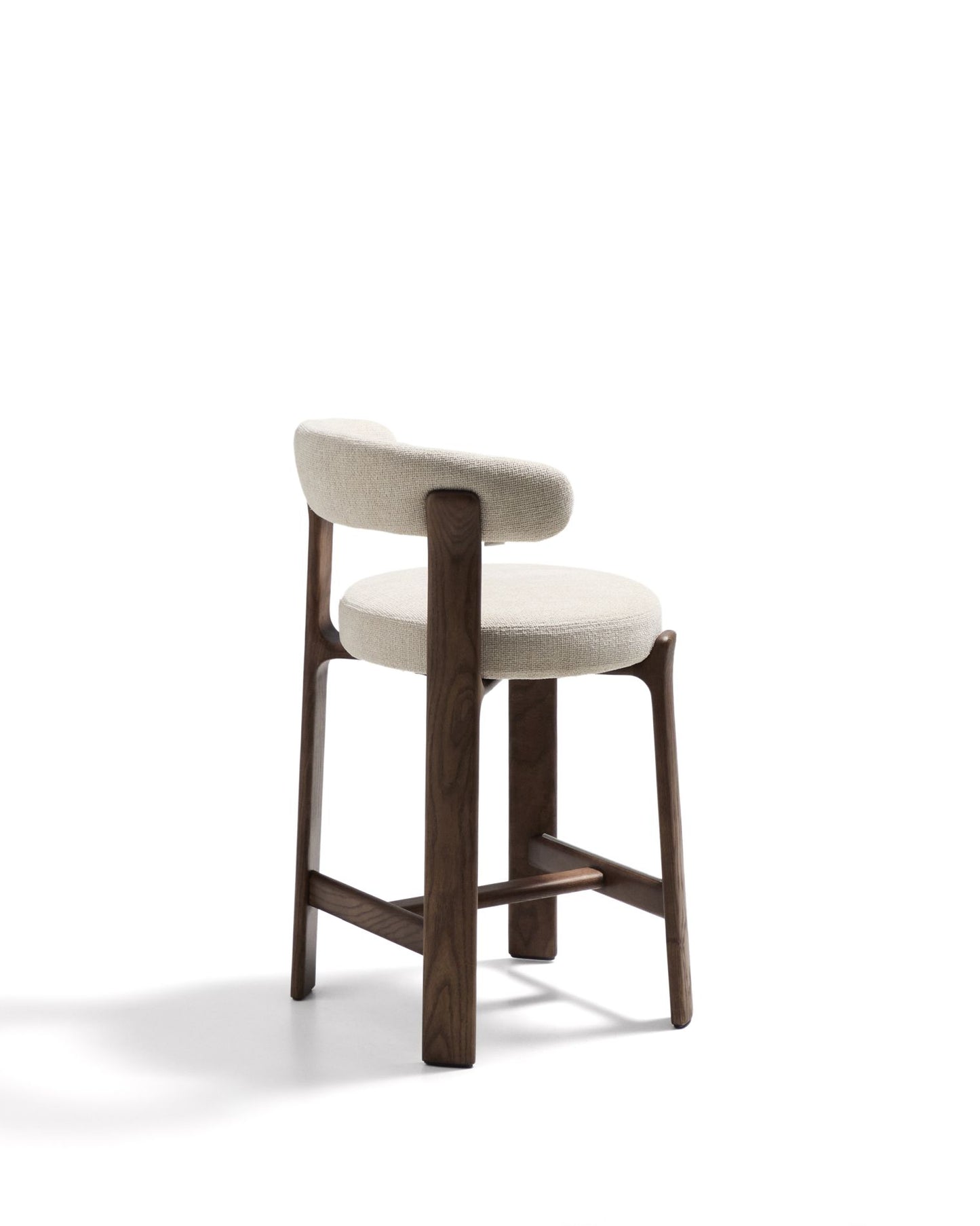 Kave Home Granite barkruk H65 chenille Beige/walnoot