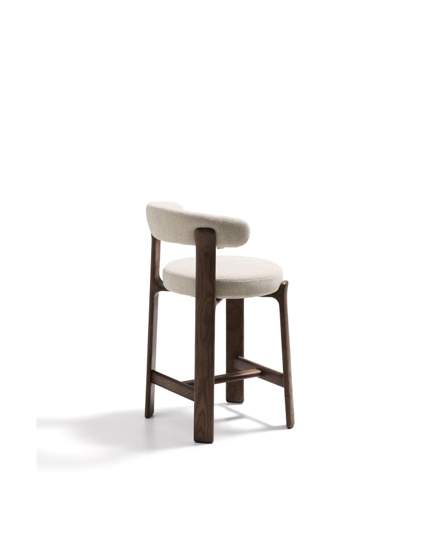 Kave Home Granite barkruk H75 chenille Beige/walnoot